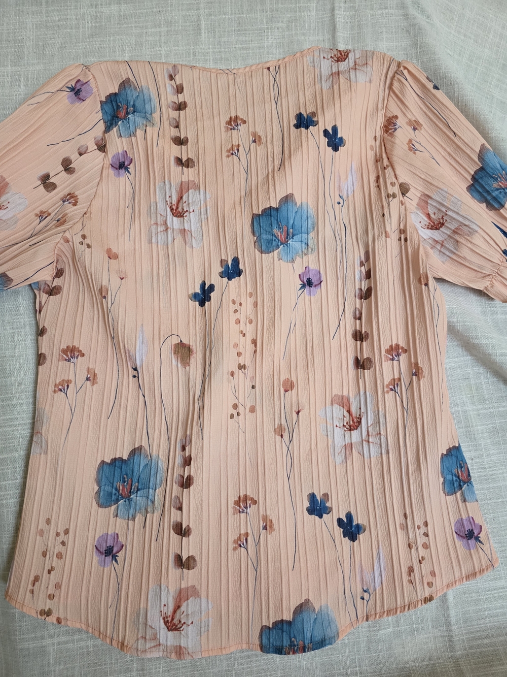 * Women’s Lace-Trim Floral Blouse - Peach Coral Light Weight Casual Summer XL - Picture 6 of 10
